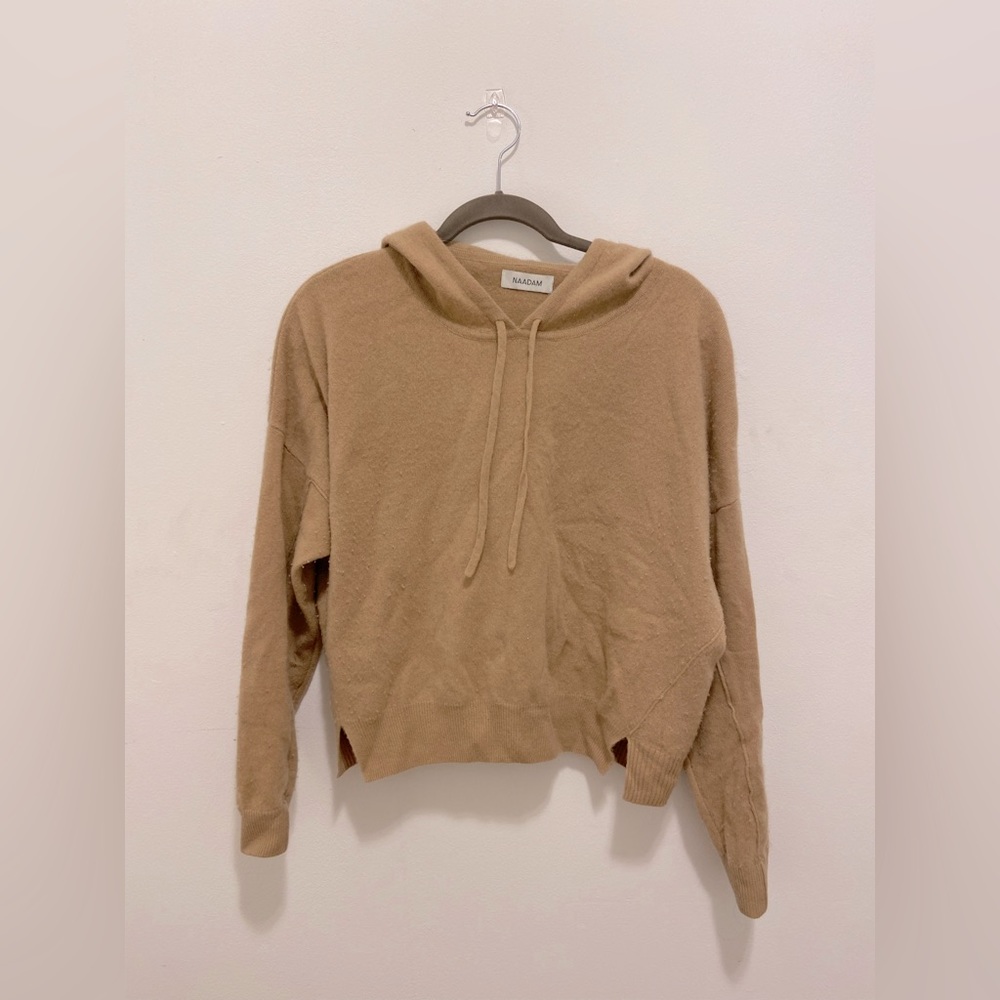 Naadam cashmere cropped hoodie sweater
